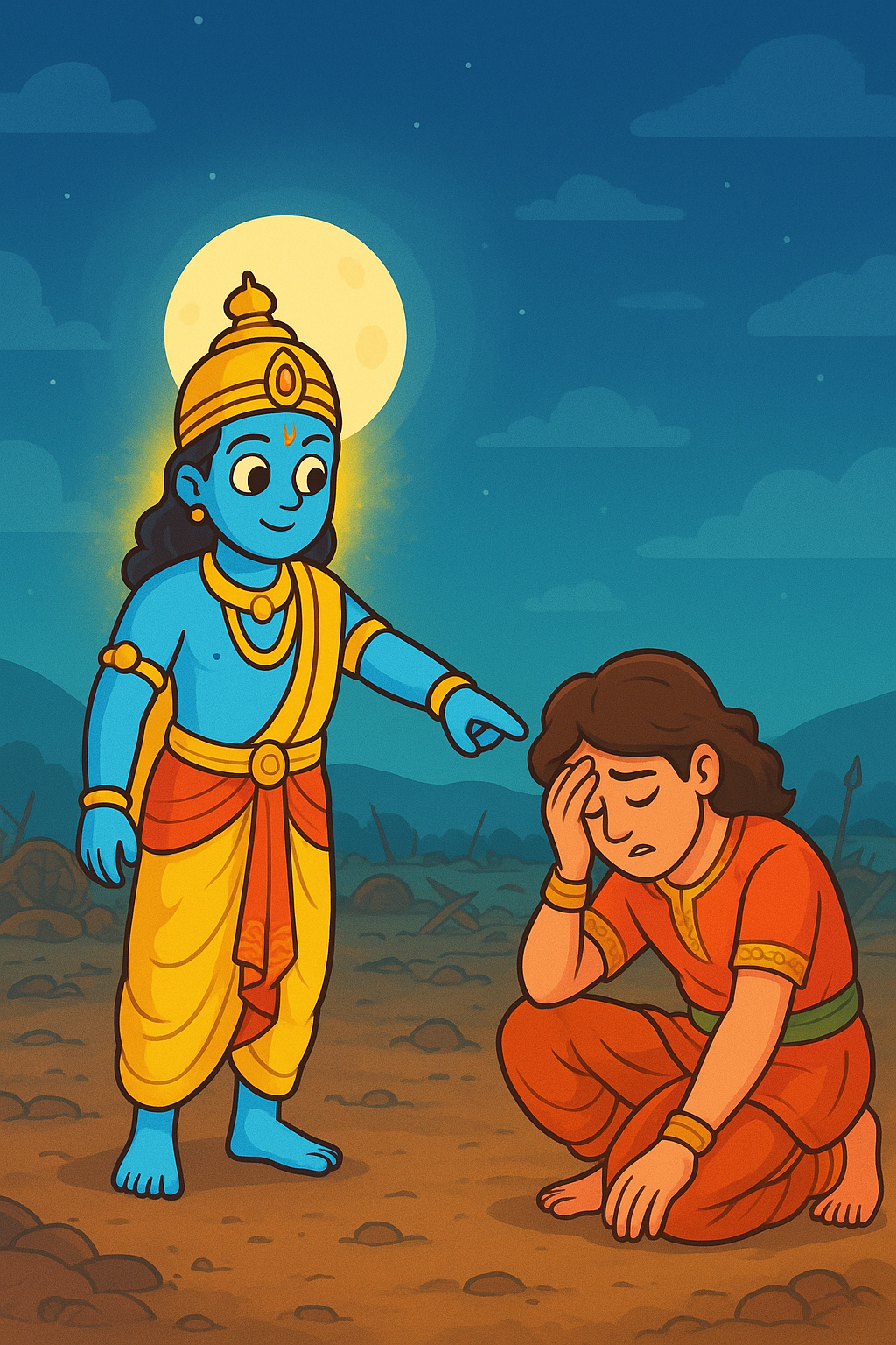 Lord Krishna cursing Ashwatthama mythological painting