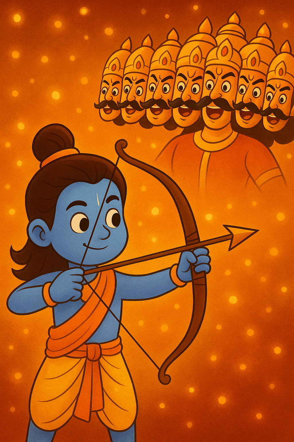 shrir Ram Ravan yudh katha Shri Ram aiming arrow at Ravan’s ten heads