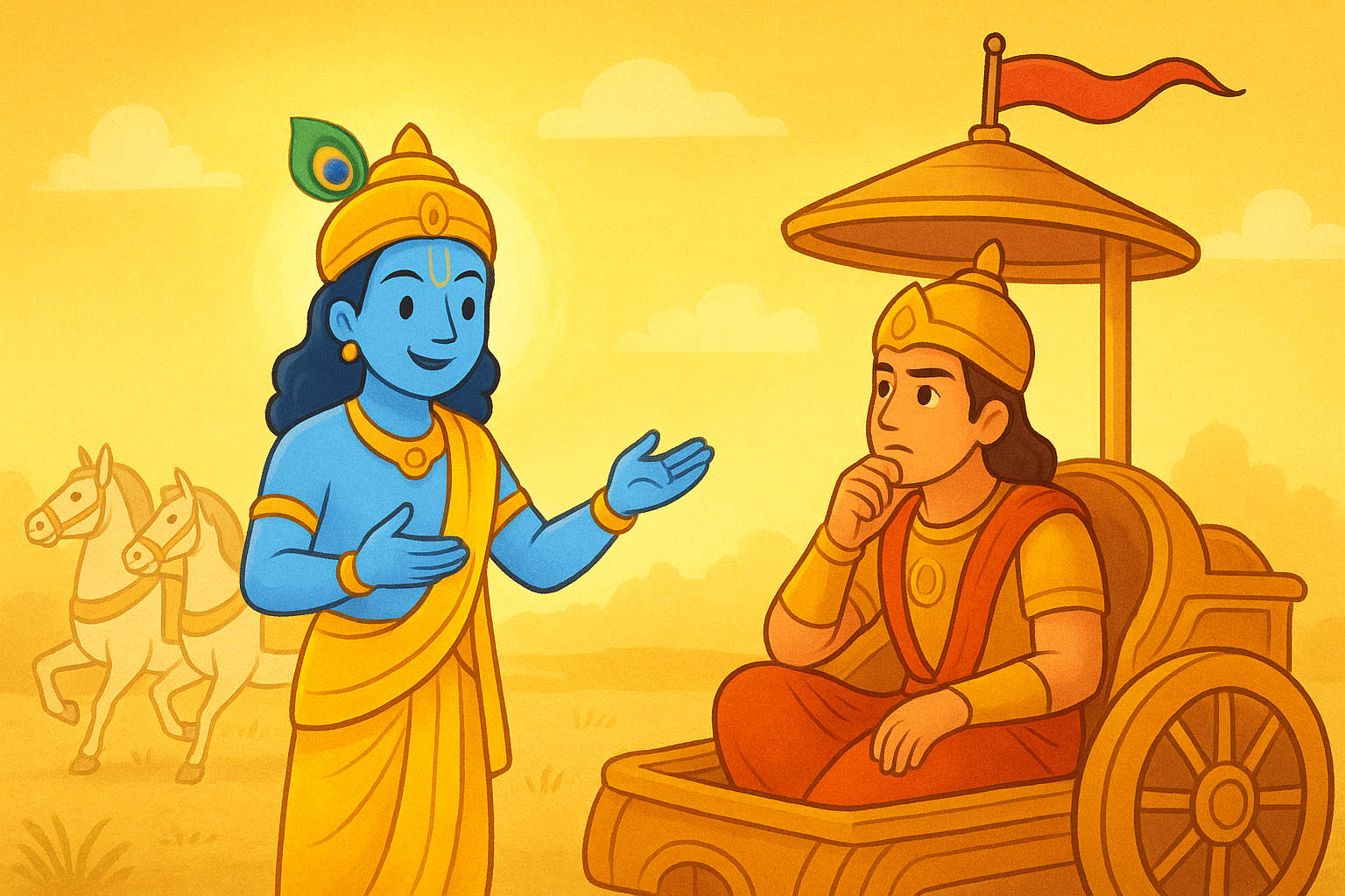 Lord Krishna explaining Jnana and Vijnana to Arjuna from Bhagavad Gita for Kids Chapter 7
