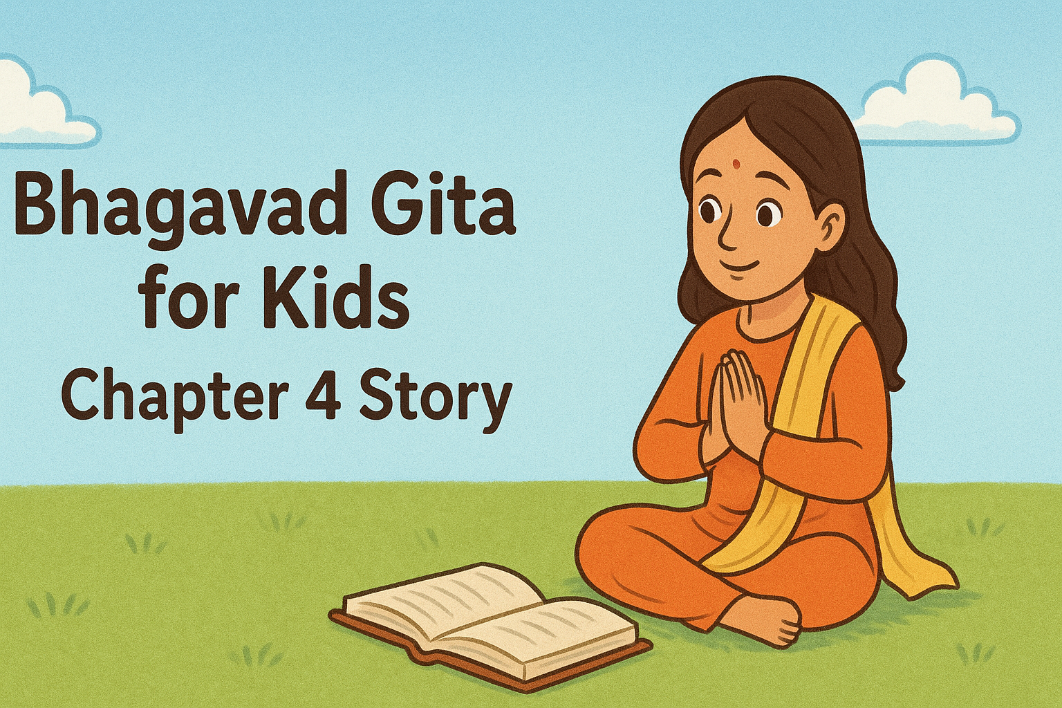 Mira learning Jnana Yoga from Bhagavad Gita for kids chapter 4