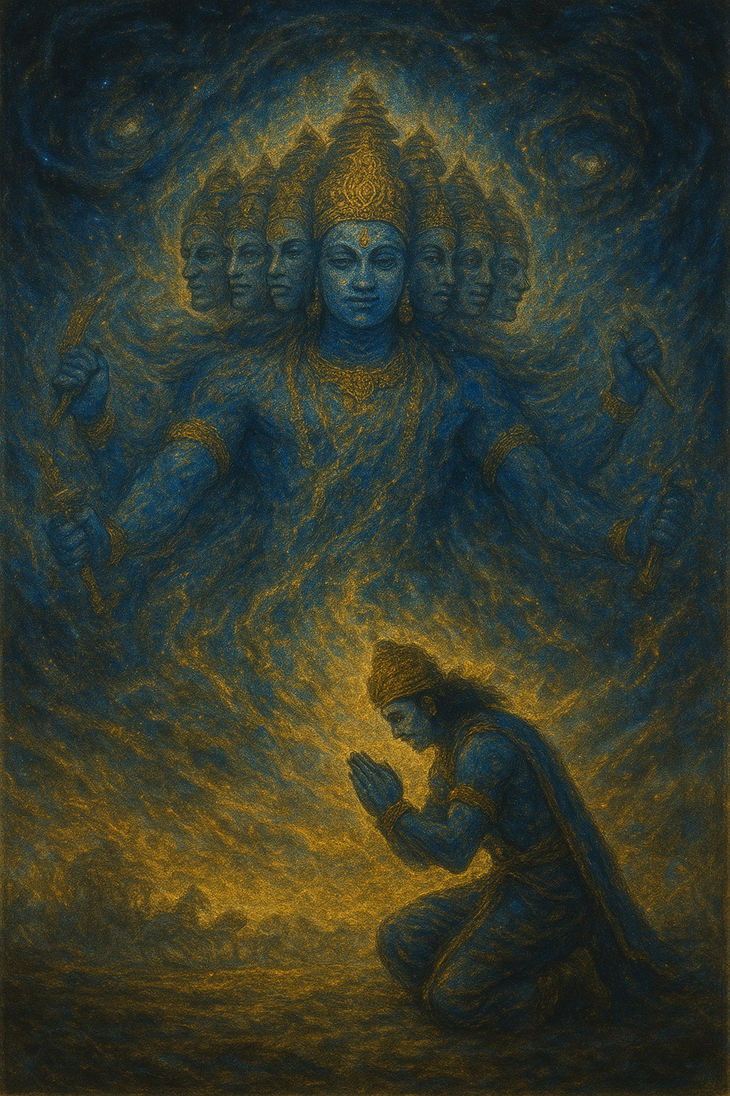 Arjuna frightened by Vishvaroopa — placeholder