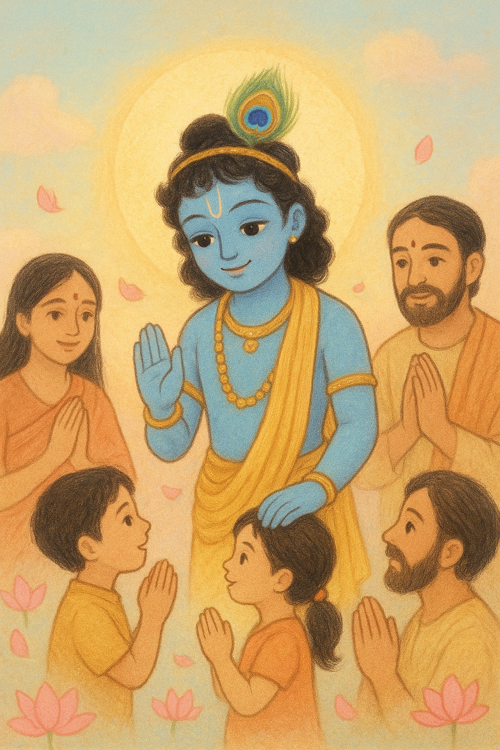 Krishna blessing devotees — featured image placeholder