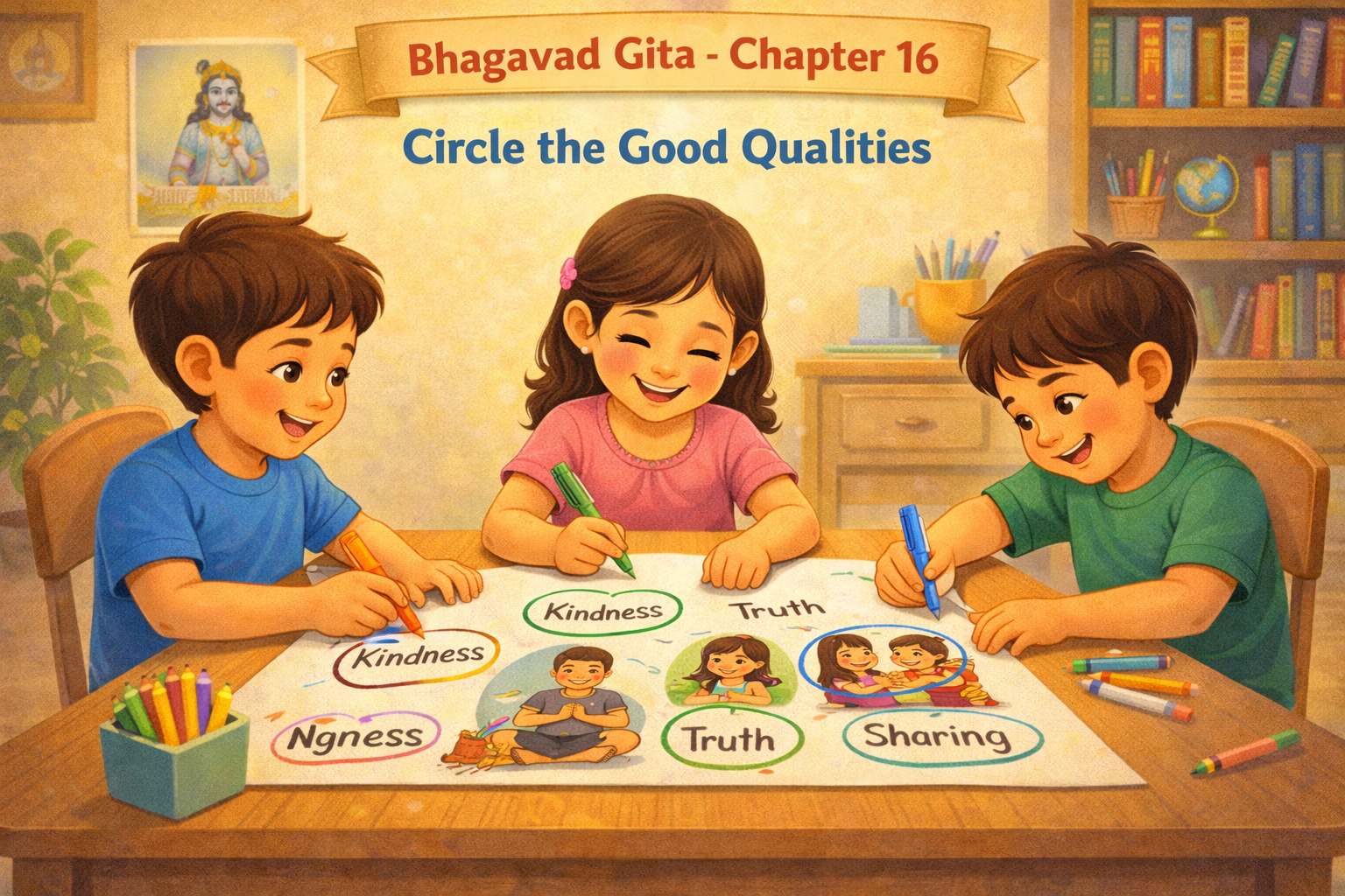Bhagavad Gita  for kids Chapter 16 activity and quiz for kids