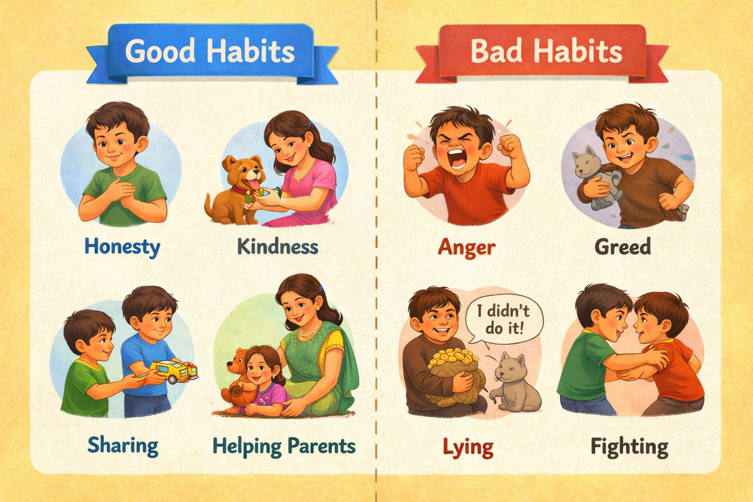 Good habits and bad habits explained for kids Bhagavad Gita Chapter 16