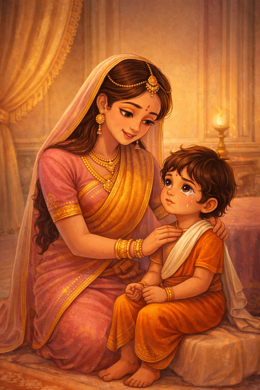 Dhruv story for kids mother Suniti giving wisdom to Dhruv