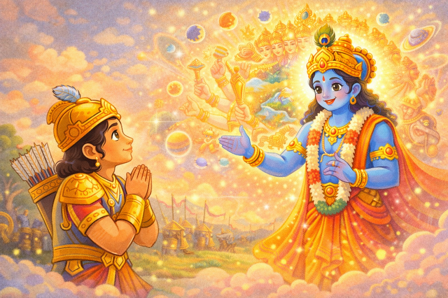Krishna teaching Arjuna – bhagavad gita for kids Chapter 10 Featured Image