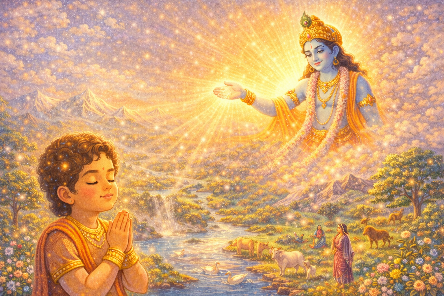 Parth realising Krishna in the entire universe