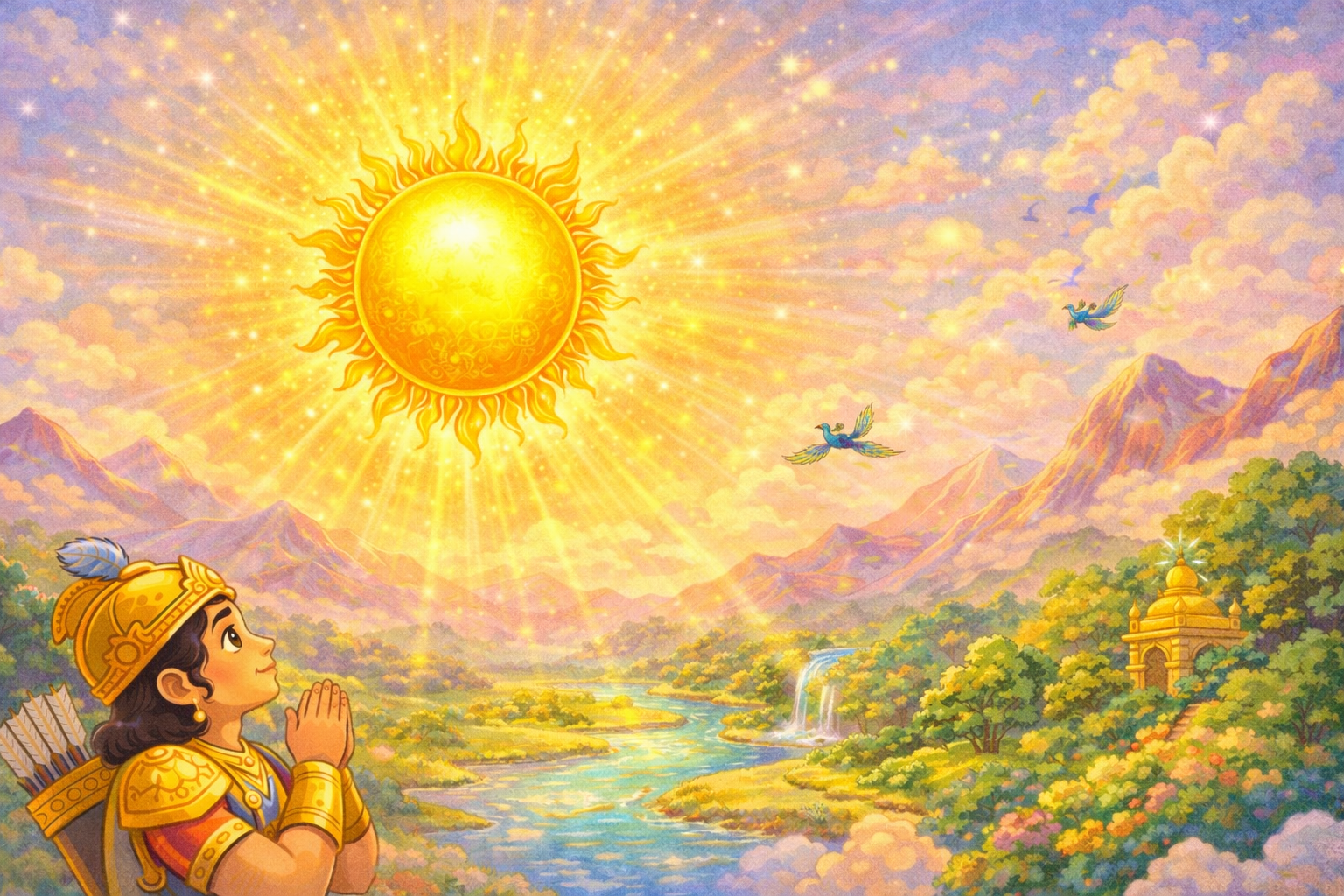 Krishna's divine glory as the Sun in Bhagavad Gita Chapter 10 for kids
