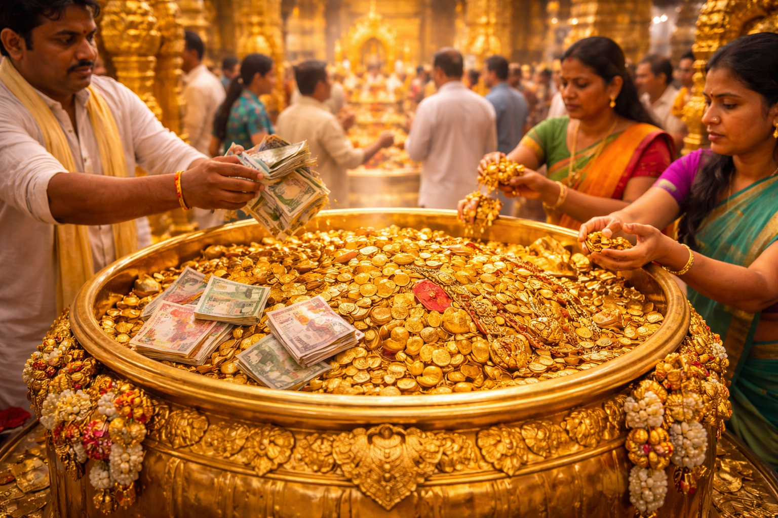 Tirupati hundi donation gold money