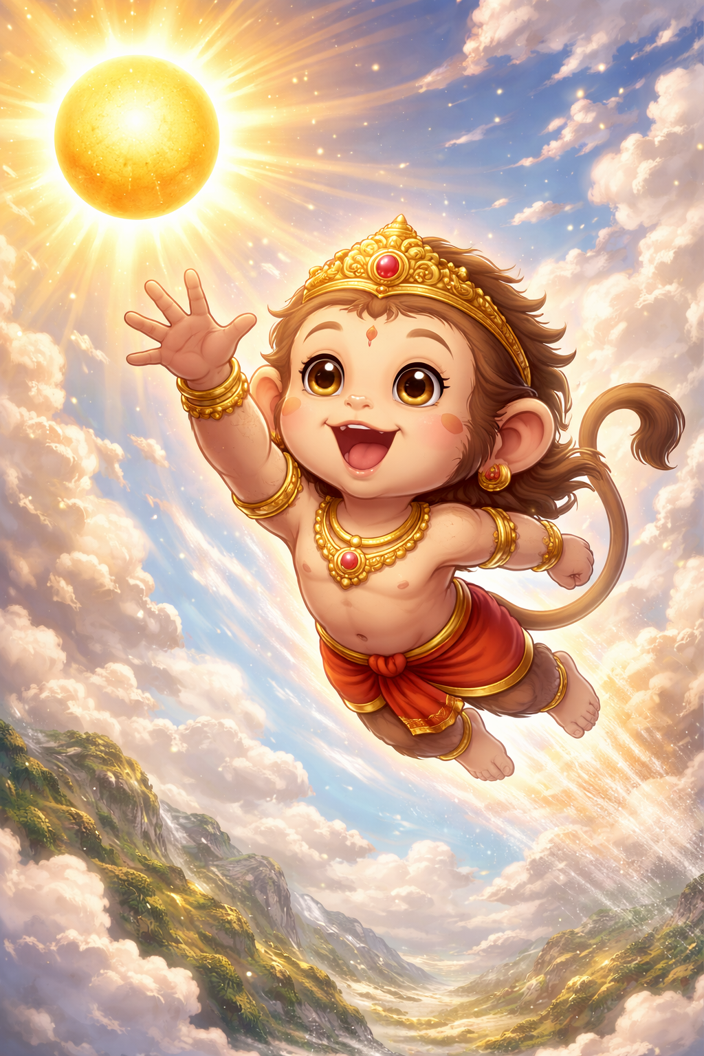 Hanuman ji story childhood flying towards sun fruit story
