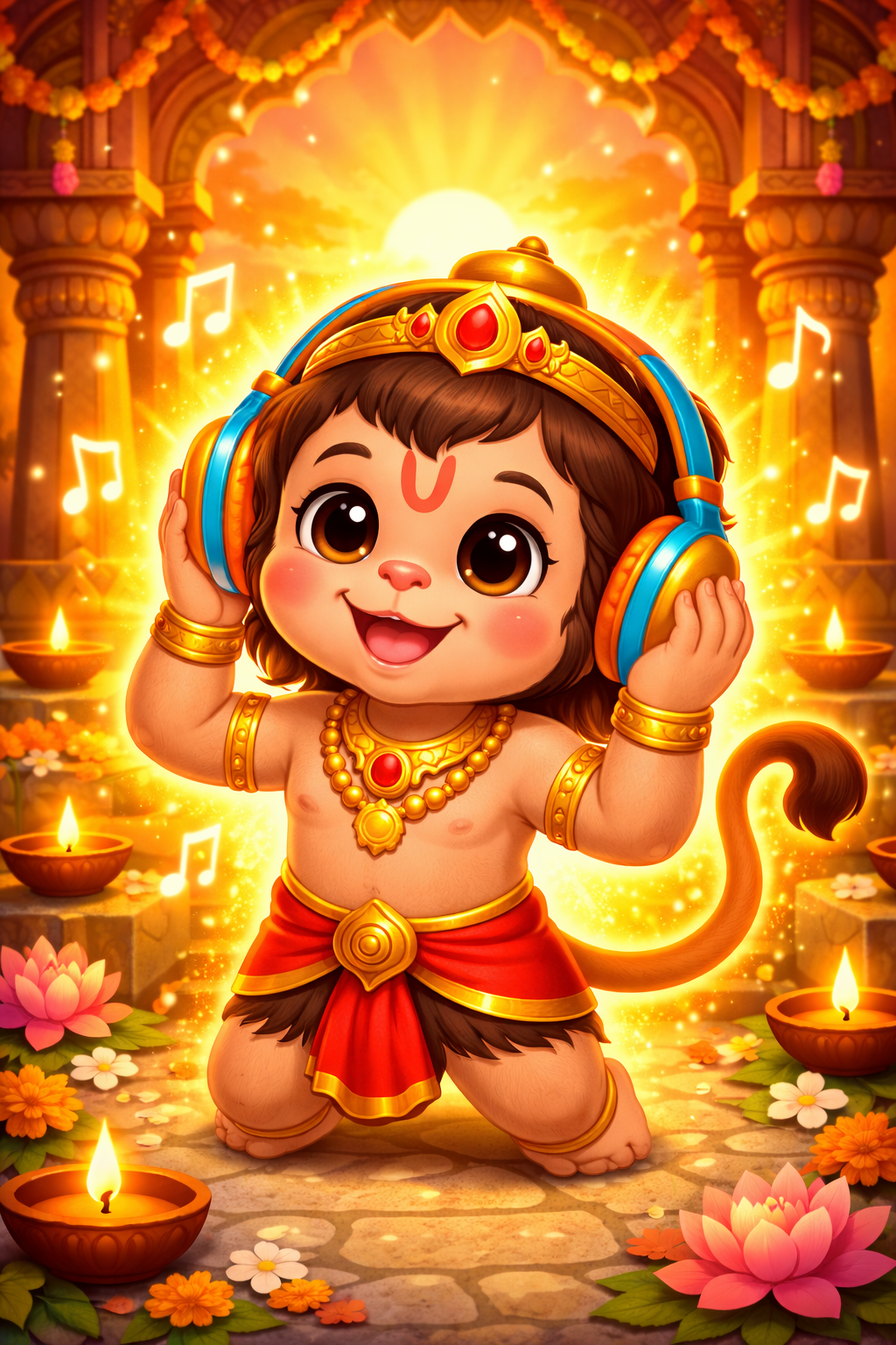 Kids listening Hanuman Chalisa audio