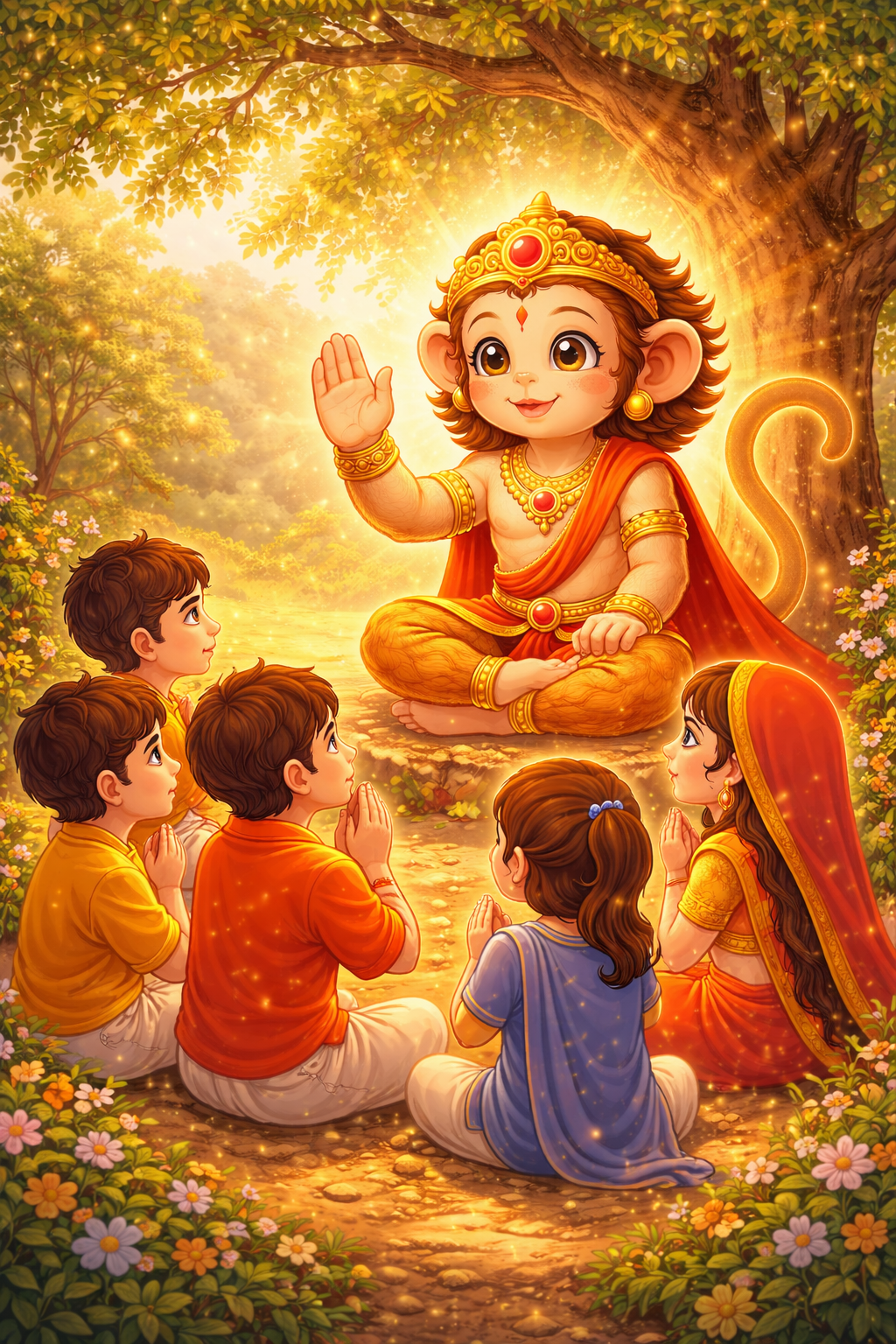 Hanuman ji story life lesson for kids courage devotion humility 