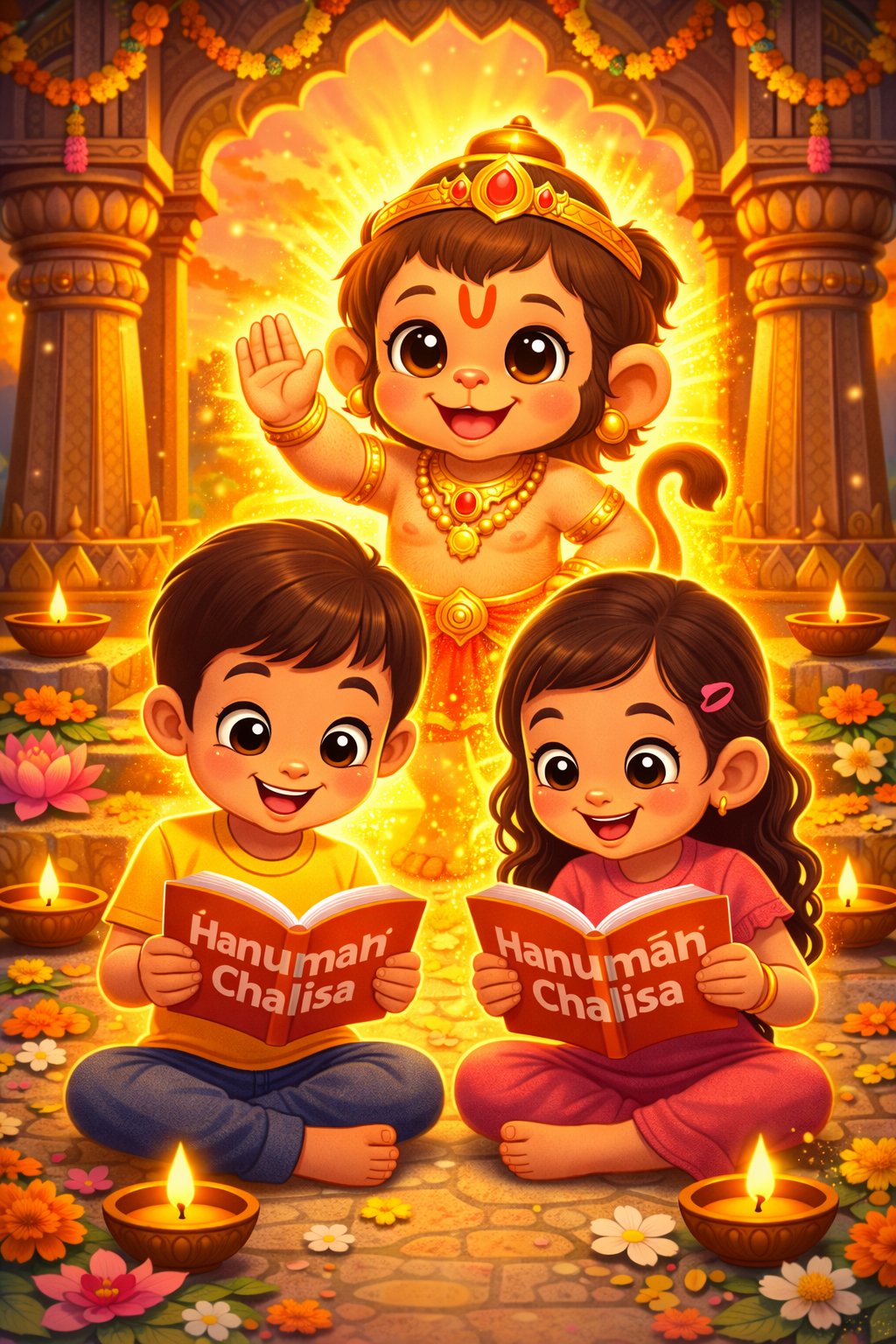  Hanuman Chalisa for Kids learning with baby Hanuman easy meaning