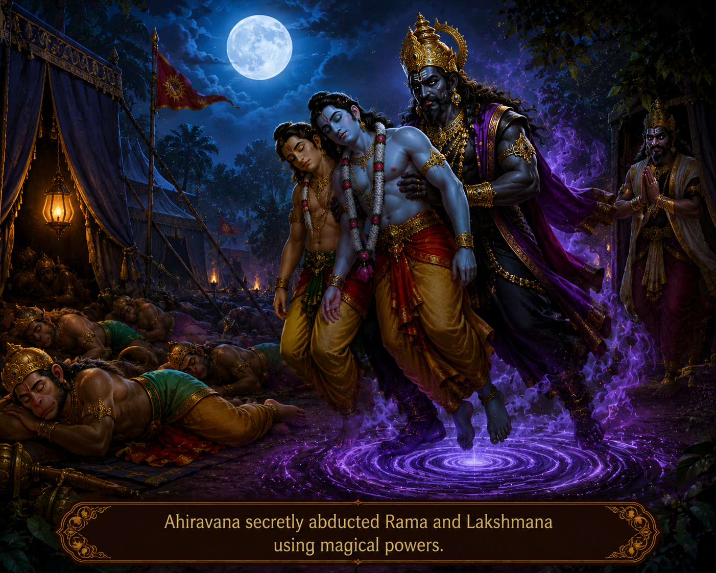 Ahiravana kidnapping Rama and Lakshmana