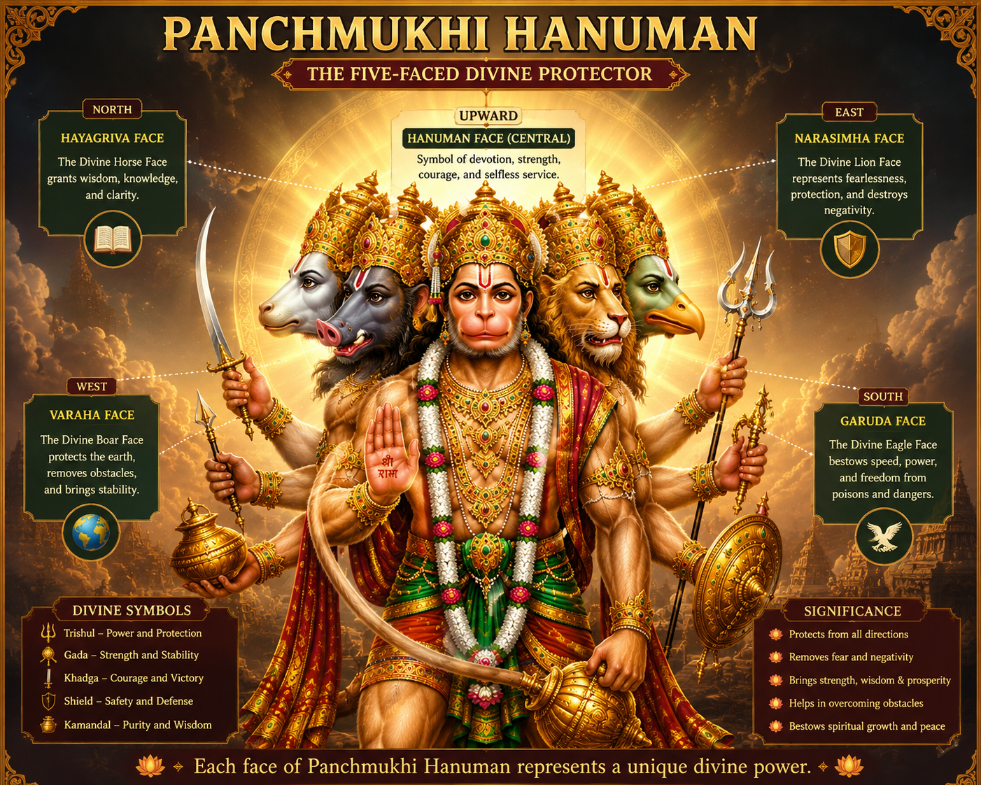 Five faces of Panchmukhi Hanuman explained
