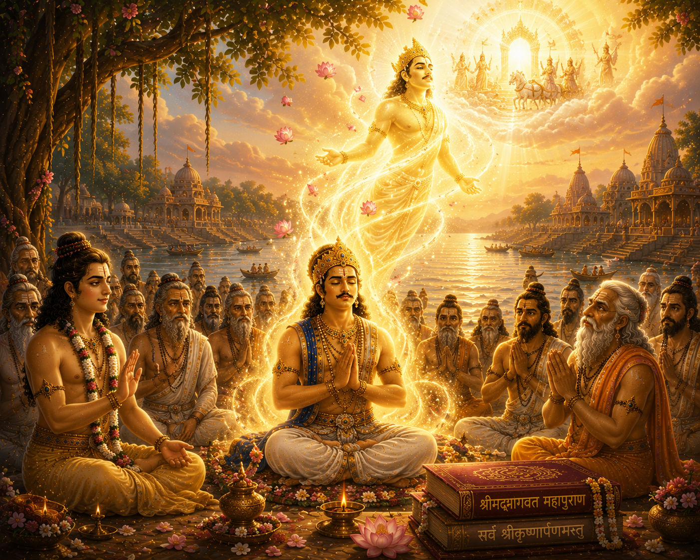 Raja Parikshit attaining moksha through devotion