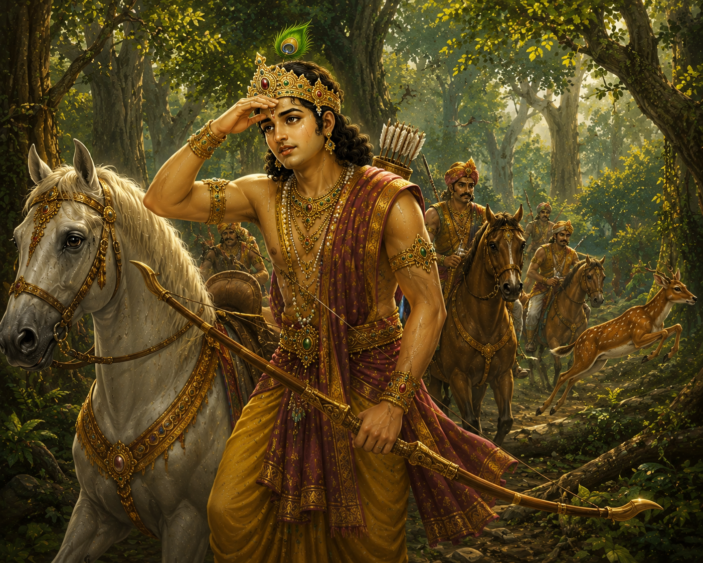Raja Parikshit hunting in the forest