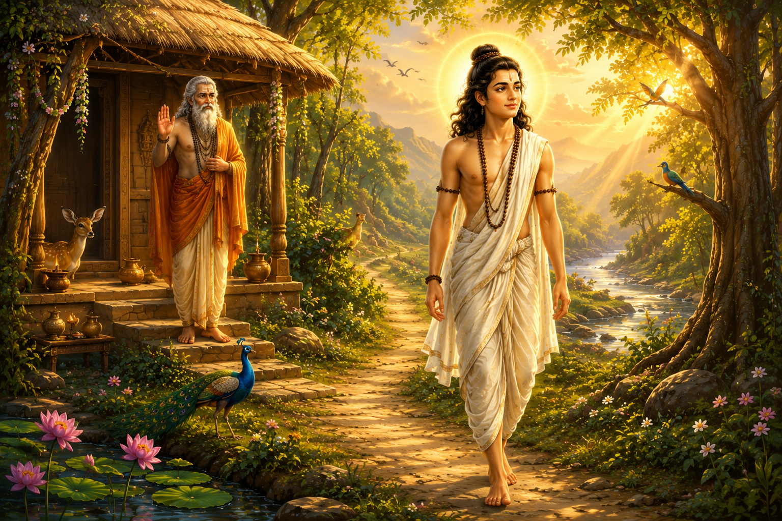 Shri Shukadeva leaving Sage Vedavyasa's ashram