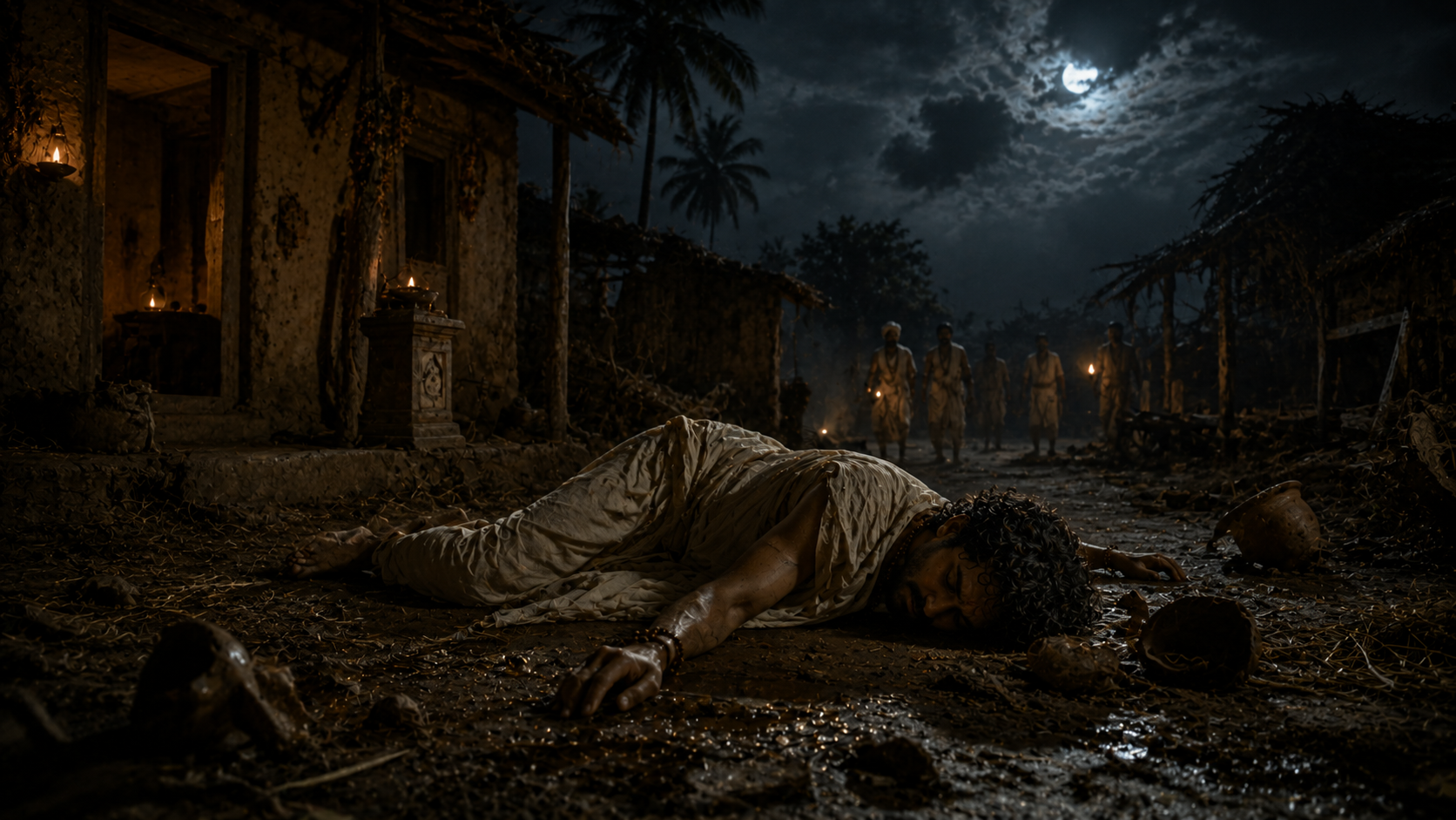 The tragic death of Dhundhakari after a life of greed and crime, symbolizing the consequences of sinful actions.