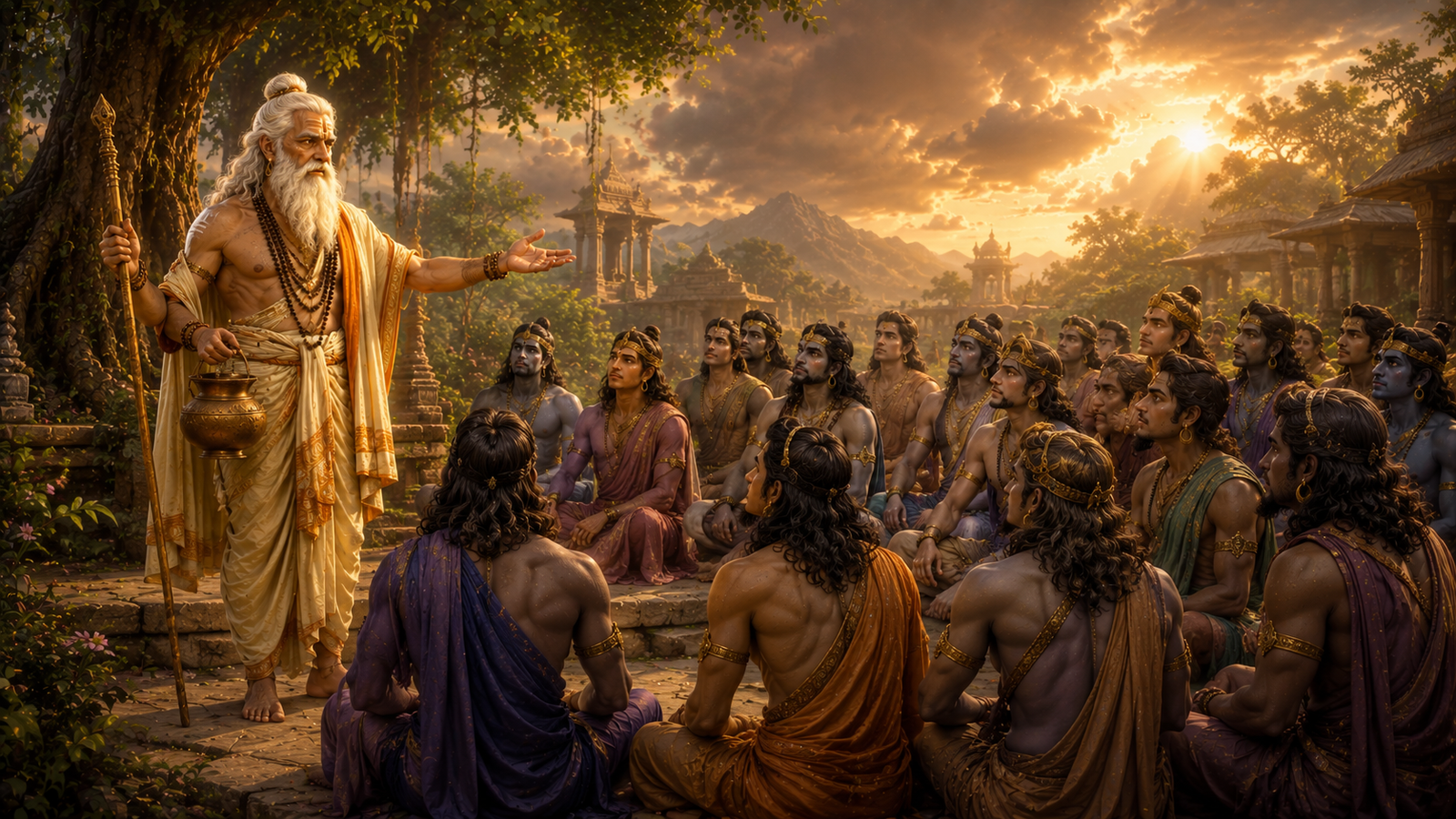 Shukracharya beginning his journey as the guru of the Asuras