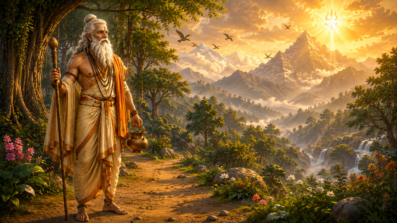 Shukracharya preparing for his great penance to Lord Shiva