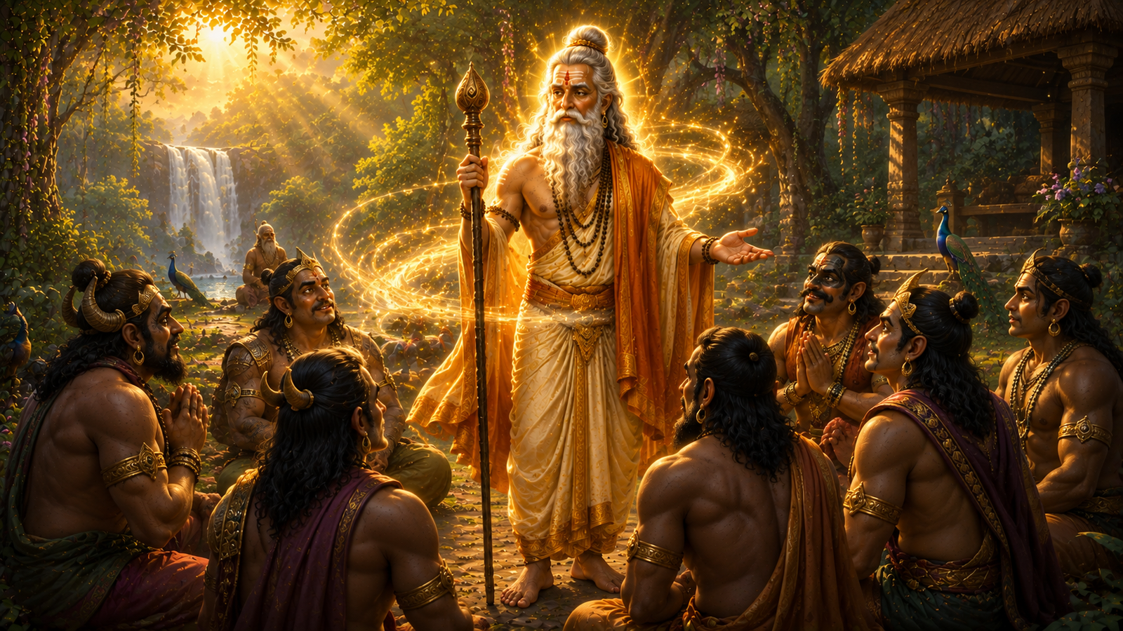 Shukracharya using his divine knowledge to help his disciples