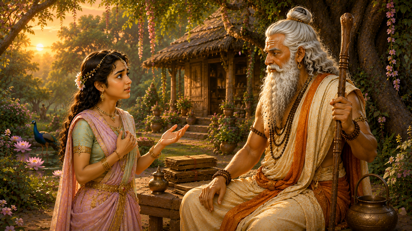 Devayani worried about Kacha and asking Shukracharya for help