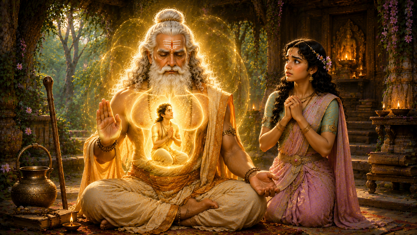 Devayani asking Shukracharya to find Kacha